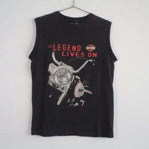 Vintage Harley Davidson The Legend Lives On Sleeve Biker Tee Shirt Black M